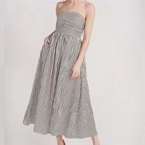 Elegant Black and White Striped Dress